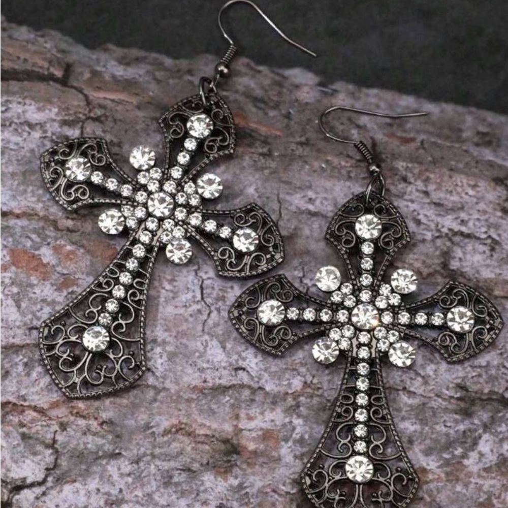 Elegant Silver Cross Earrings